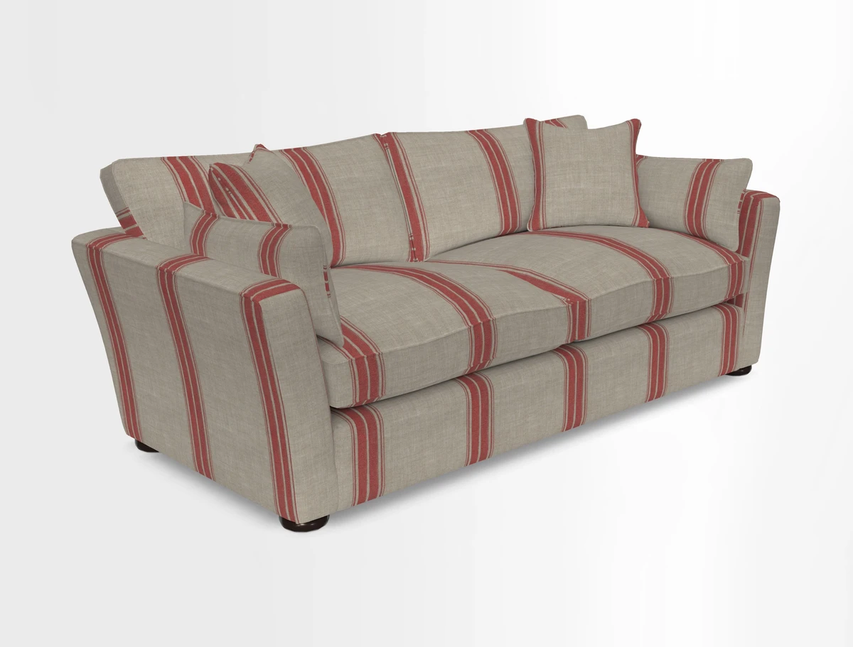 Aldeburgh 3 Seater Sofa in Cloth 22 Bayadere Seal with Scatters in Bayadere & Barcode Seal