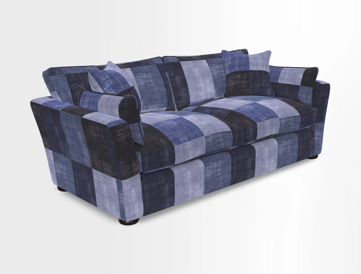 Aldeburgh 3 Seater Sofa in Cloth 22 Bayadere Seal with Scatters in Bayadere & Barcode Seal