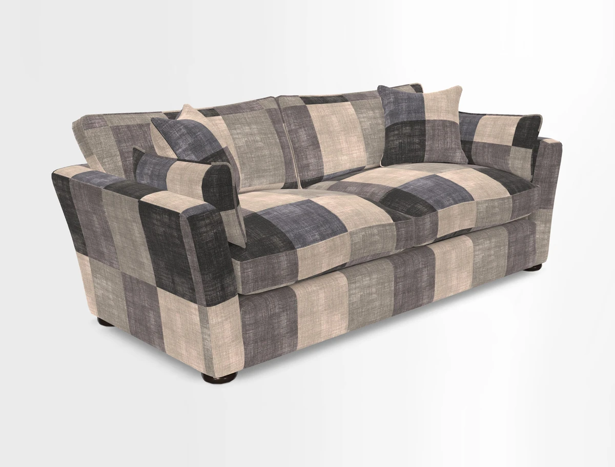 Aldeburgh 3 Seater Sofa in Cloth 22 Bayadere Seal with Scatters in Bayadere & Barcode Seal