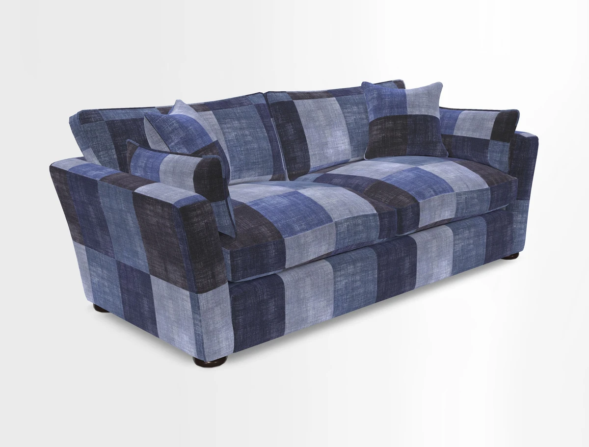 Aldeburgh 3 Seater Sofa in Cloth 22 Bayadere Seal with Scatters in Bayadere & Barcode Seal