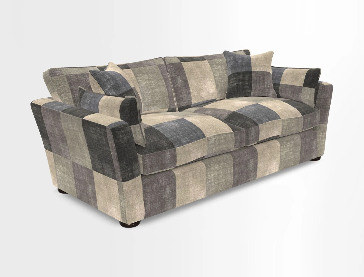 Aldeburgh 3 Seater Sofa in Cloth 22 Bayadere Seal with Scatters in Bayadere & Barcode Seal