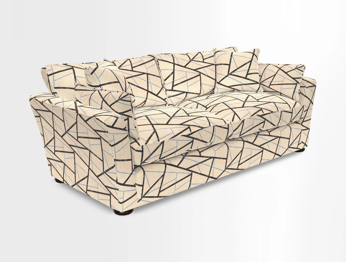 Aldeburgh 3 Seater Sofa in Cloth 22 Bayadere Seal with Scatters in Bayadere & Barcode Seal