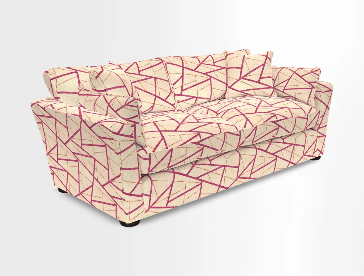 Aldeburgh 3 Seater Sofa in Cloth 22 Bayadere Seal with Scatters in Bayadere & Barcode Seal