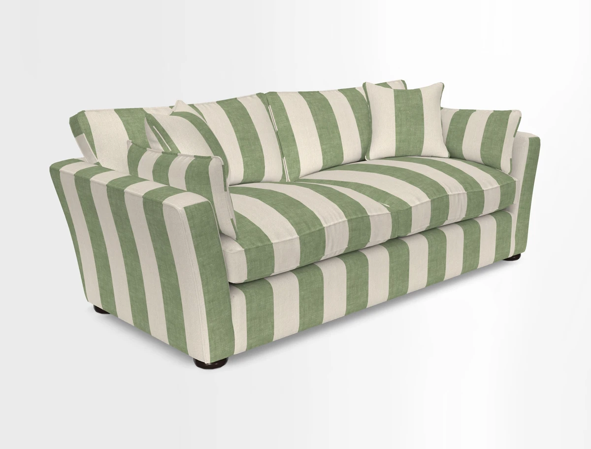 Aldeburgh 3 Seater Sofa in Cloth 22 Bayadere Seal with Scatters in Bayadere & Barcode Seal