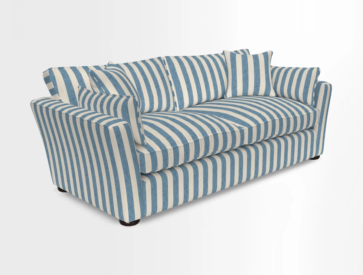 Aldeburgh 3 Seater Sofa in Cloth 22 Bayadere Seal with Scatters in Bayadere & Barcode Seal