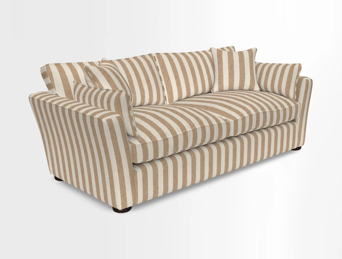 Aldeburgh 3 Seater Sofa in Cloth 22 Bayadere Seal with Scatters in Bayadere & Barcode Seal