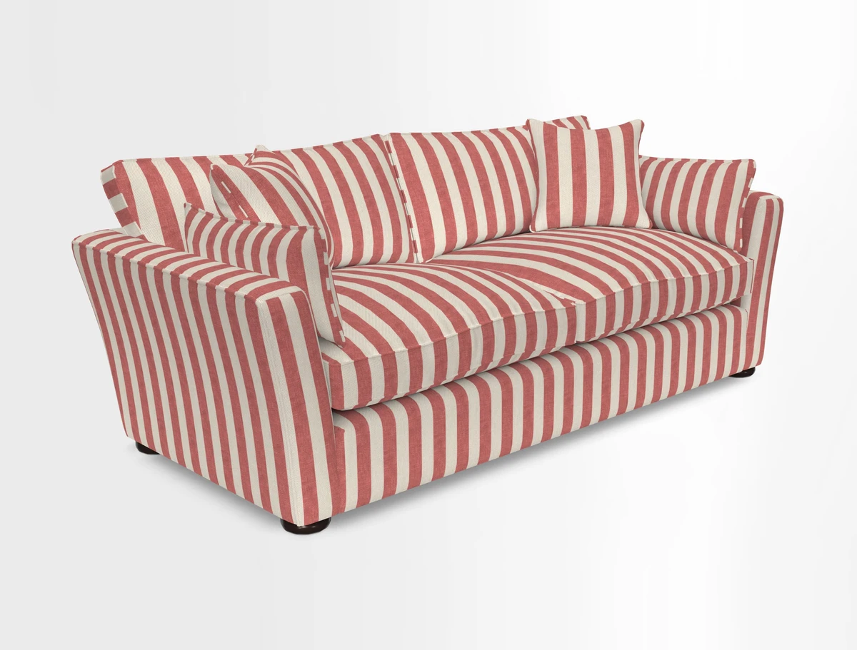 Aldeburgh 3 Seater Sofa in Cloth 22 Bayadere Seal with Scatters in Bayadere & Barcode Seal