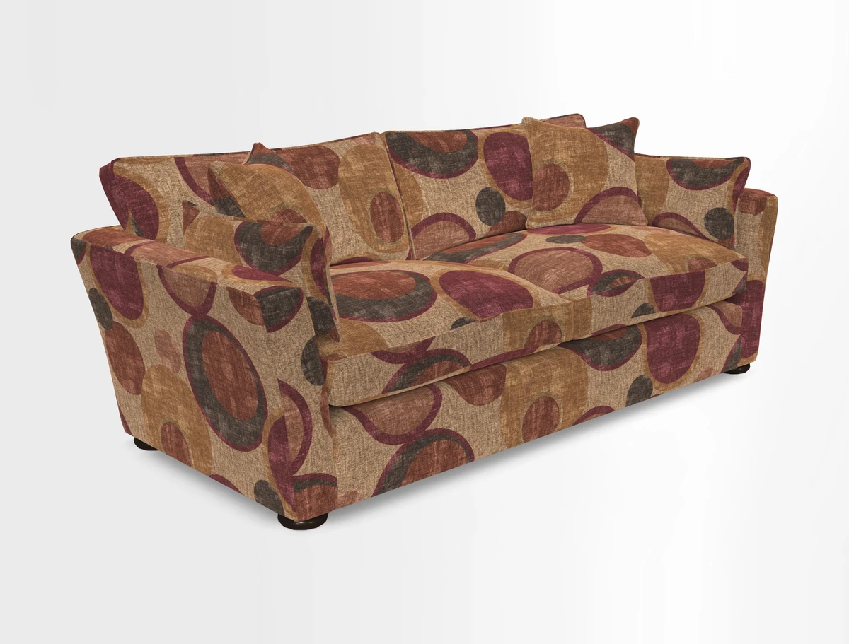 Aldeburgh 3 Seater Sofa in Cloth 22 Bayadere Seal with Scatters in Bayadere & Barcode Seal