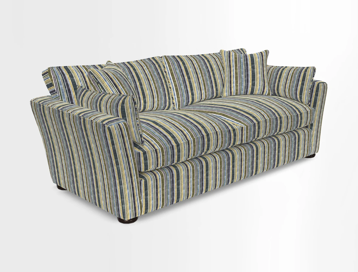 Aldeburgh 3 Seater Sofa in Cloth 22 Bayadere Seal with Scatters in Bayadere & Barcode Seal