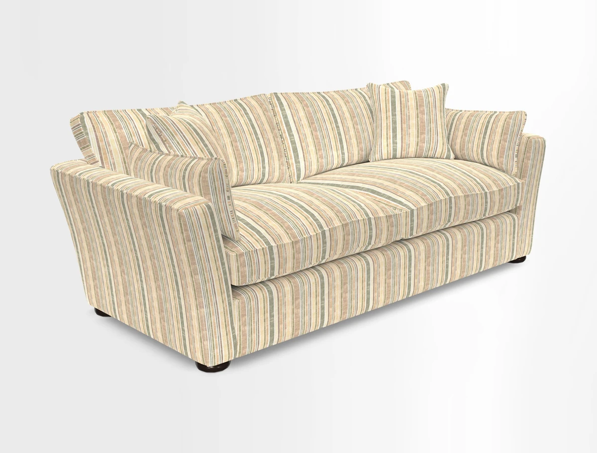Aldeburgh 3 Seater Sofa in Cloth 22 Bayadere Seal with Scatters in Bayadere & Barcode Seal