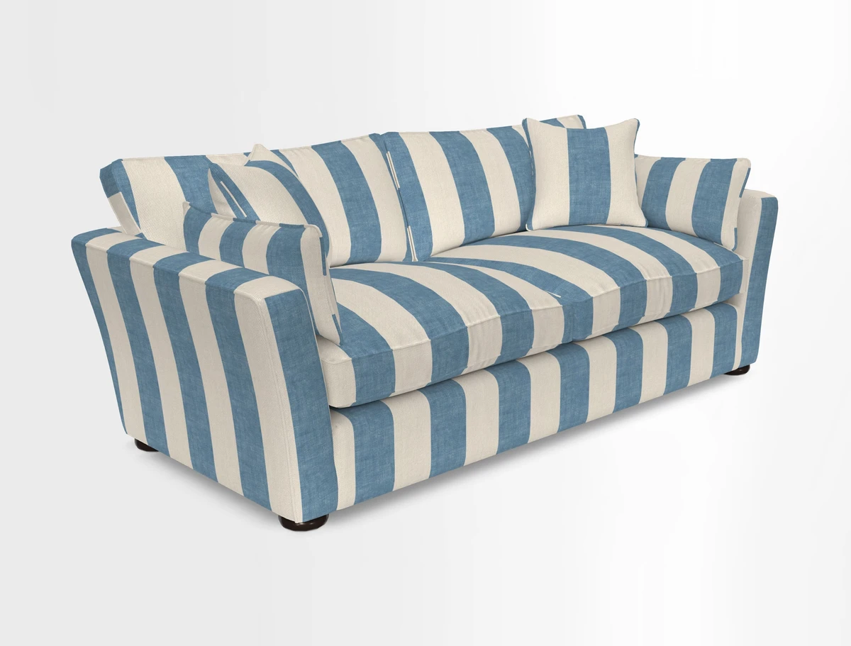 Aldeburgh 3 Seater Sofa in Cloth 22 Bayadere Seal with Scatters in Bayadere & Barcode Seal