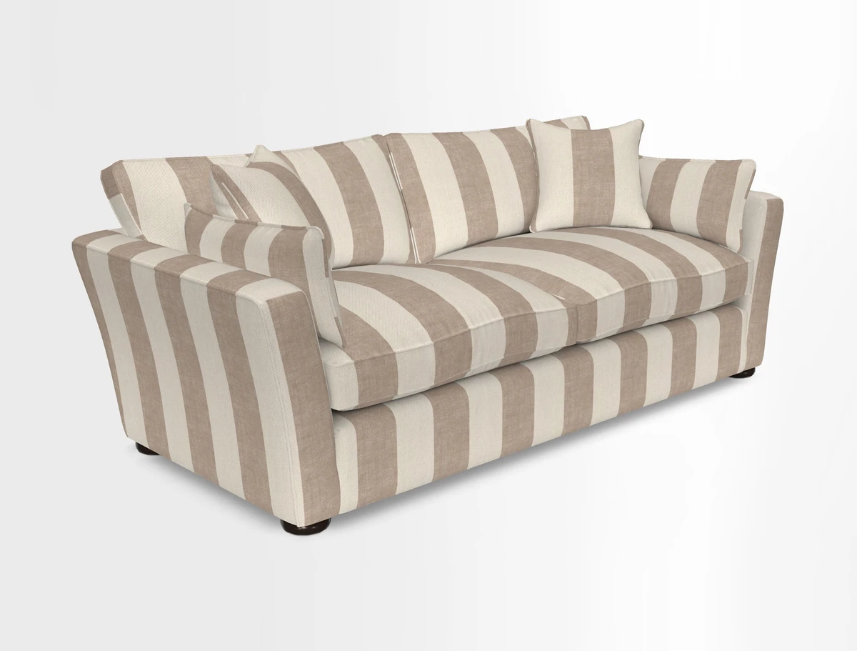 Aldeburgh 3 Seater Sofa in Cloth 22 Bayadere Seal with Scatters in Bayadere & Barcode Seal