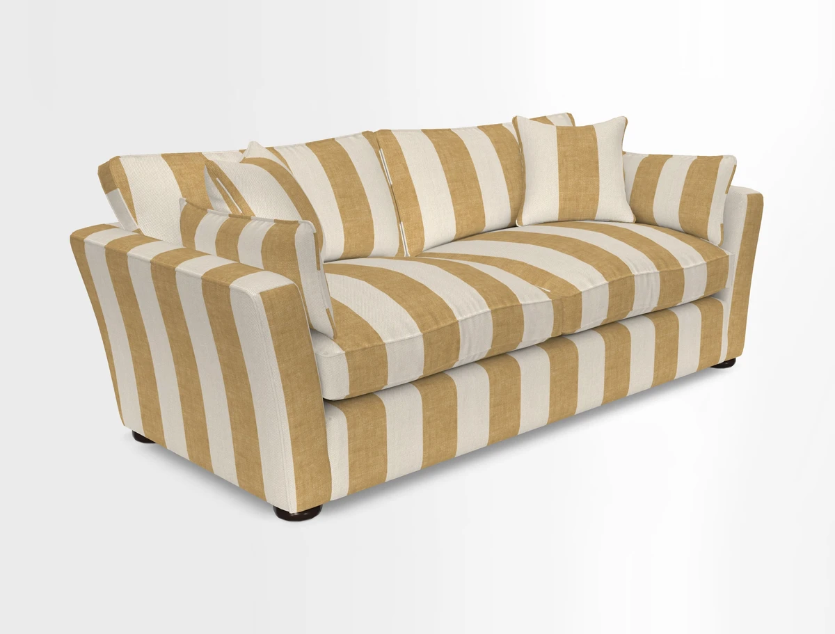 Aldeburgh 3 Seater Sofa in Cloth 22 Bayadere Seal with Scatters in Bayadere & Barcode Seal