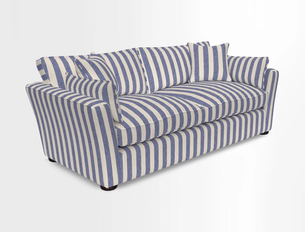 Aldeburgh 3 Seater Sofa in Cloth 22 Bayadere Seal with Scatters in Bayadere & Barcode Seal