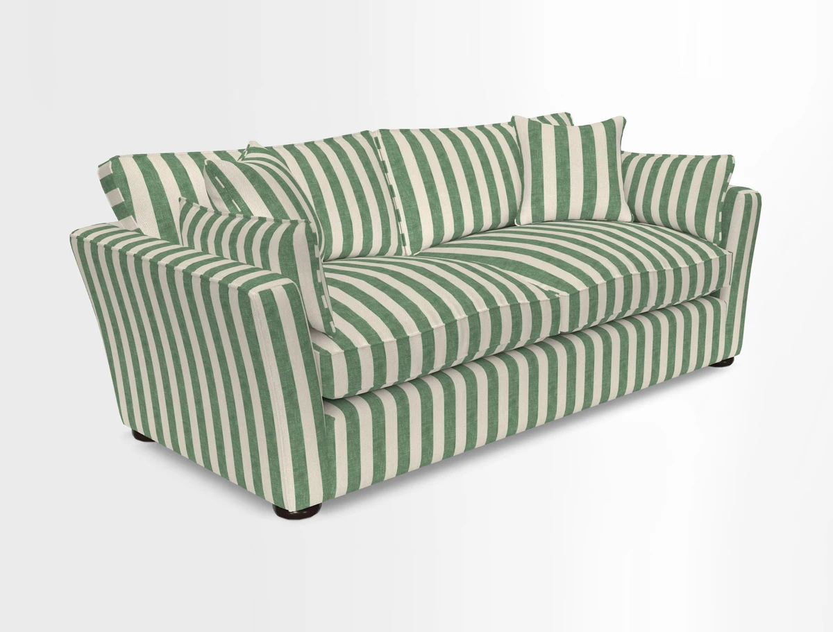 Aldeburgh 3 Seater Sofa in Cloth 22 Bayadere Seal with Scatters in Bayadere & Barcode Seal
