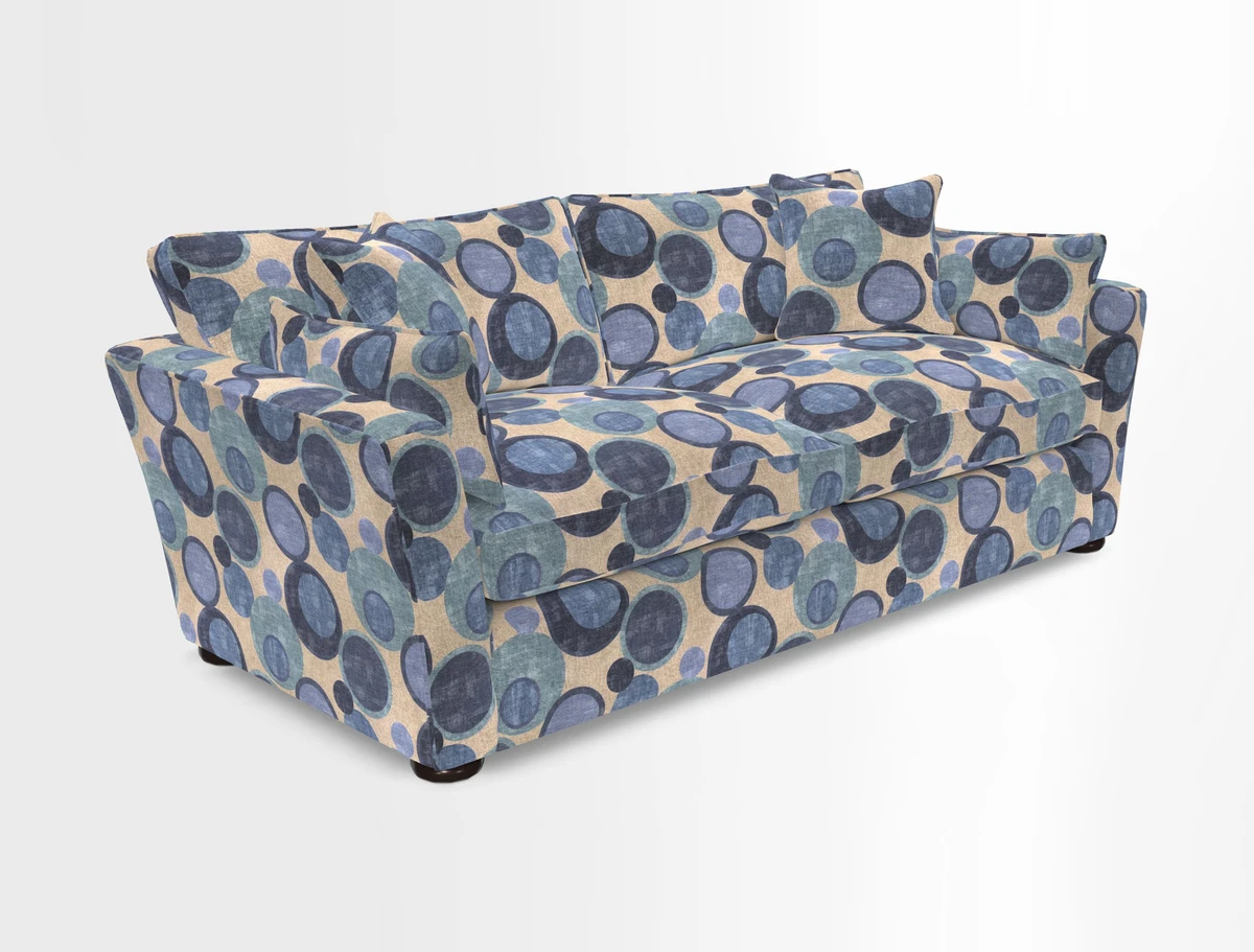 Aldeburgh 3 Seater Sofa in Cloth 22 Bayadere Seal with Scatters in Bayadere & Barcode Seal