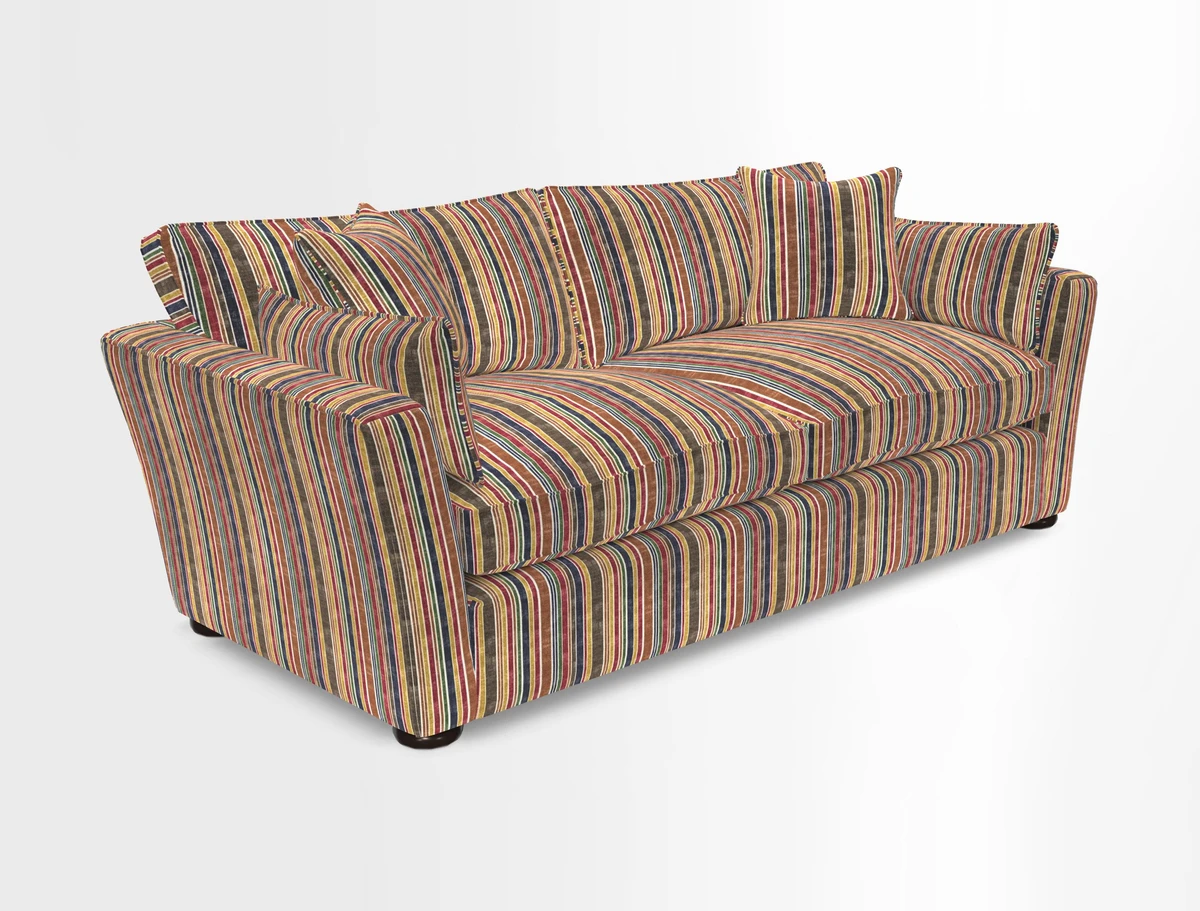 Aldeburgh 3 Seater Sofa in Cloth 22 Bayadere Seal with Scatters in Bayadere & Barcode Seal