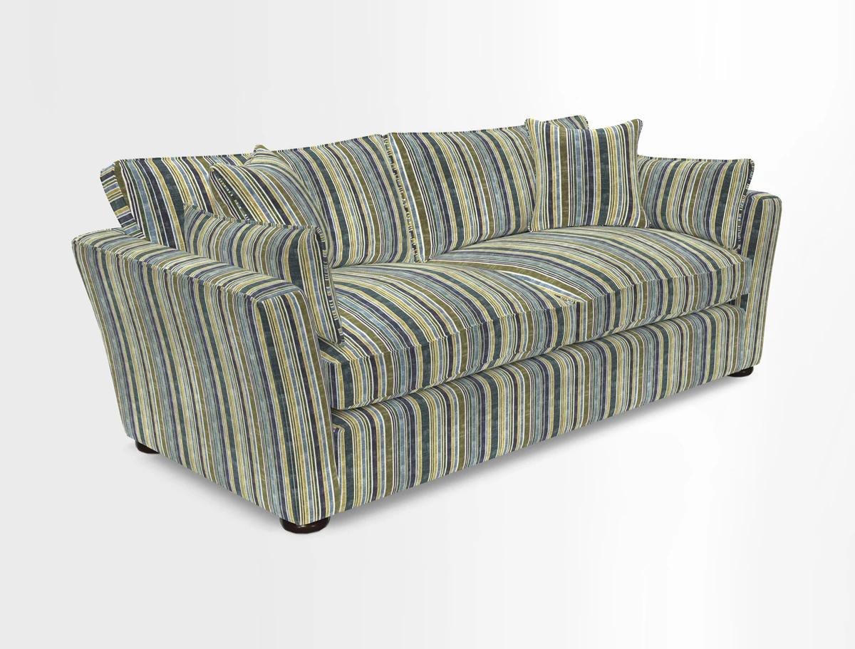 Aldeburgh 3 Seater Sofa in Cloth 22 Bayadere Seal with Scatters in Bayadere & Barcode Seal