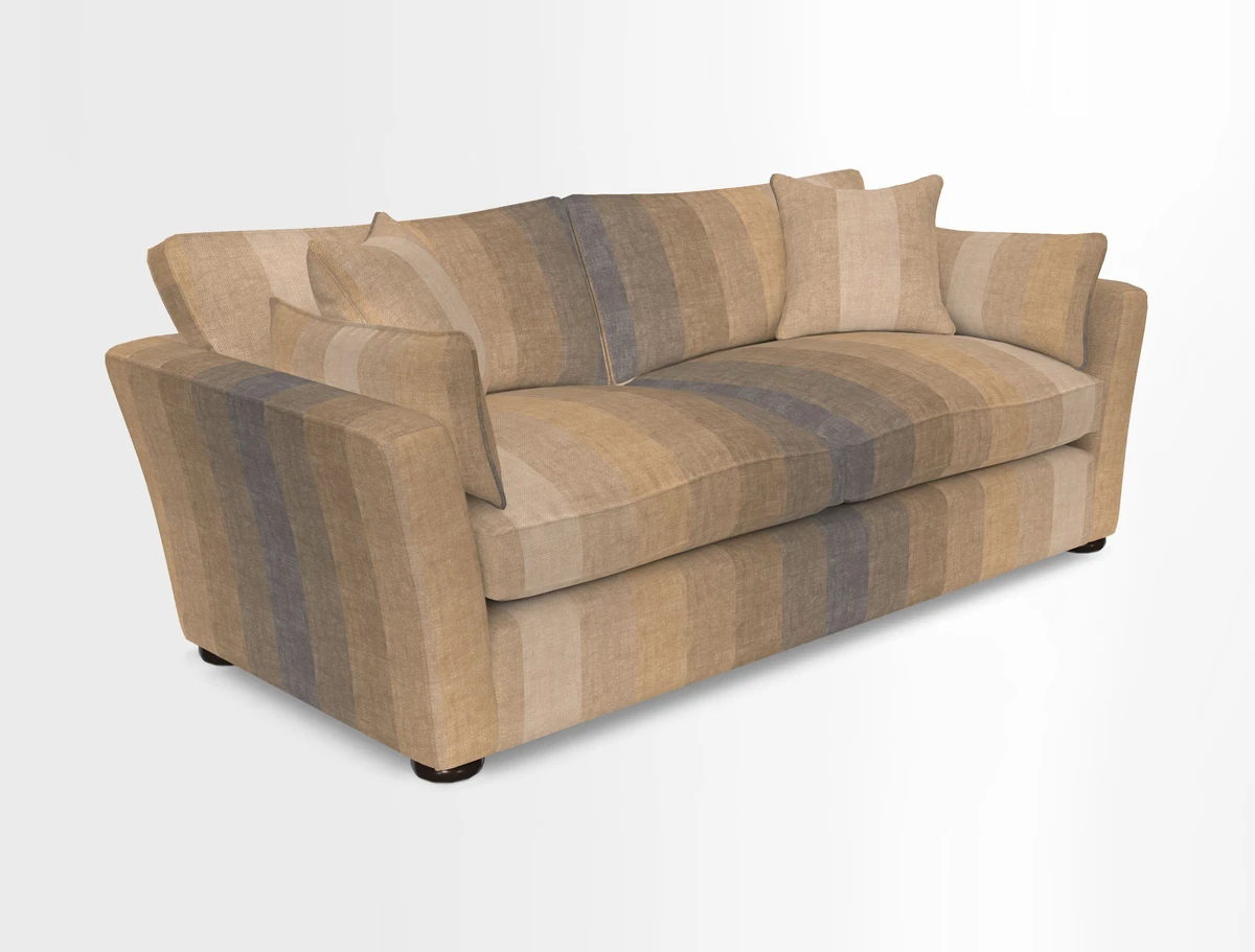 Aldeburgh 3 Seater Sofa in Cloth 22 Bayadere Seal with Scatters in Bayadere & Barcode Seal