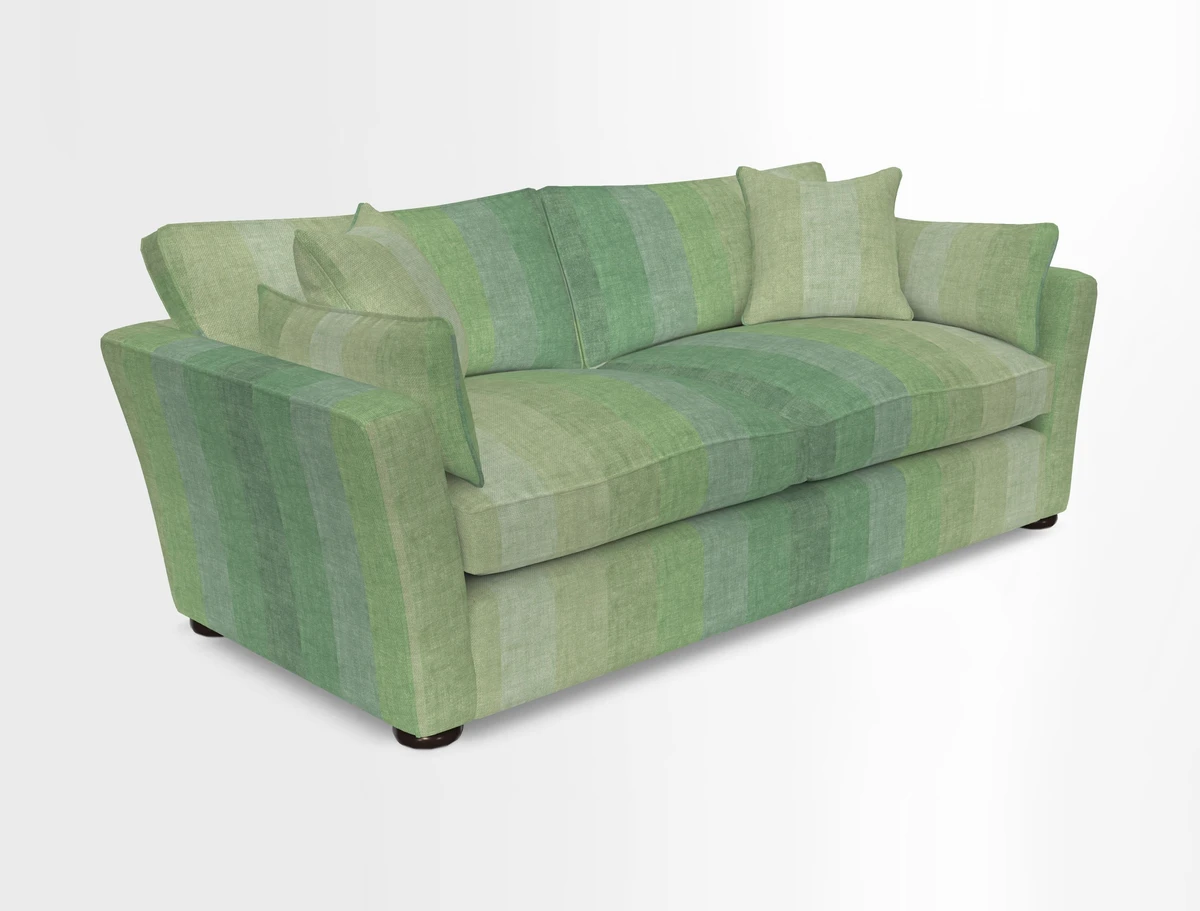 Aldeburgh 3 Seater Sofa in Cloth 22 Bayadere Seal with Scatters in Bayadere & Barcode Seal