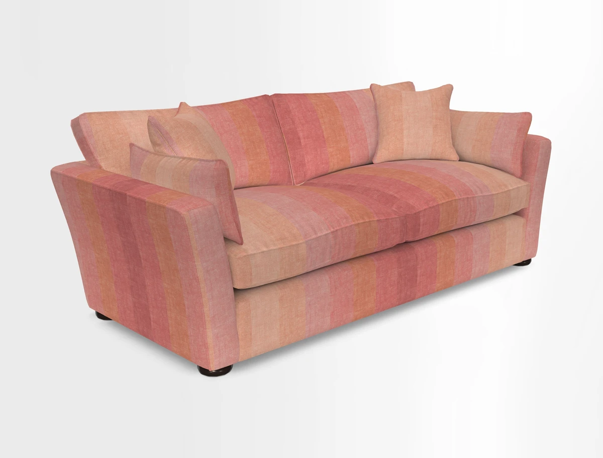 Aldeburgh 3 Seater Sofa in Cloth 22 Bayadere Seal with Scatters in Bayadere & Barcode Seal