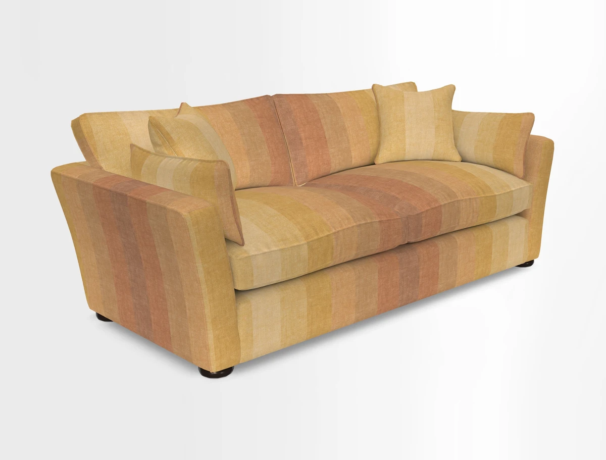 Aldeburgh 3 Seater Sofa in Cloth 22 Bayadere Seal with Scatters in Bayadere & Barcode Seal