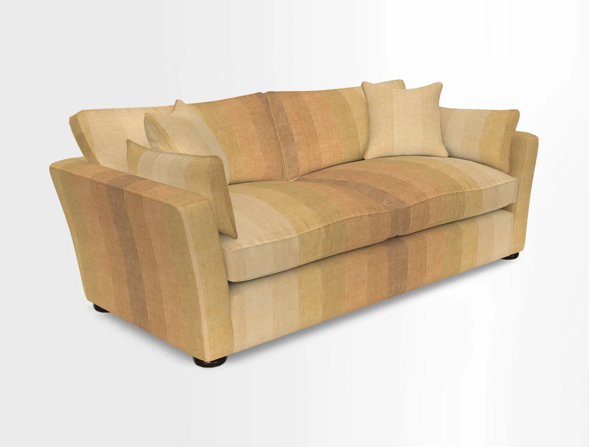 Aldeburgh 3 Seater Sofa in Cloth 22 Bayadere Seal with Scatters in Bayadere & Barcode Seal