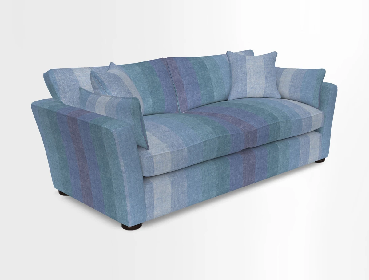Aldeburgh 3 Seater Sofa in Cloth 22 Bayadere Seal with Scatters in Bayadere & Barcode Seal