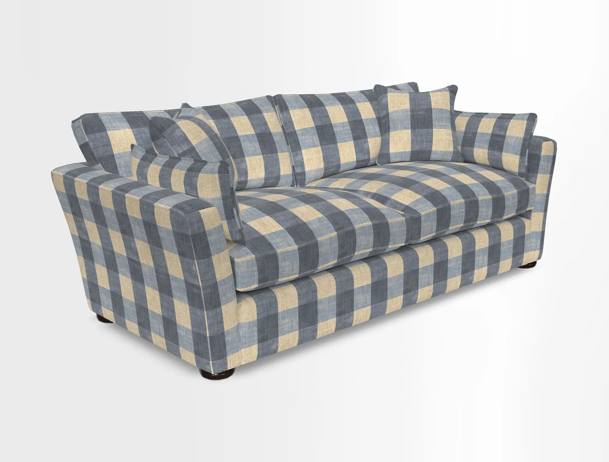 Aldeburgh 3 Seater Sofa in Cloth 22 Bayadere Seal with Scatters in Bayadere & Barcode Seal