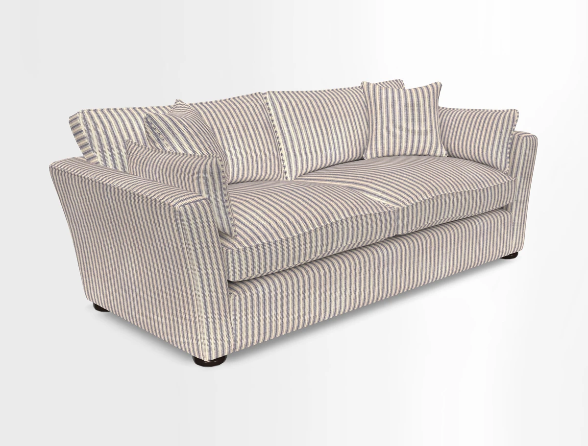 Aldeburgh 3 Seater Sofa in Cloth 22 Bayadere Seal with Scatters in Bayadere & Barcode Seal