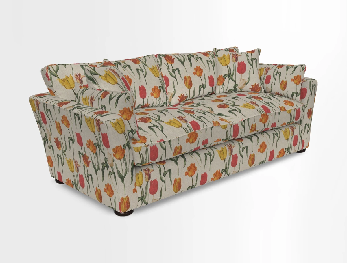 Aldeburgh 3 Seater Sofa in Cloth 22 Bayadere Seal with Scatters in Bayadere & Barcode Seal