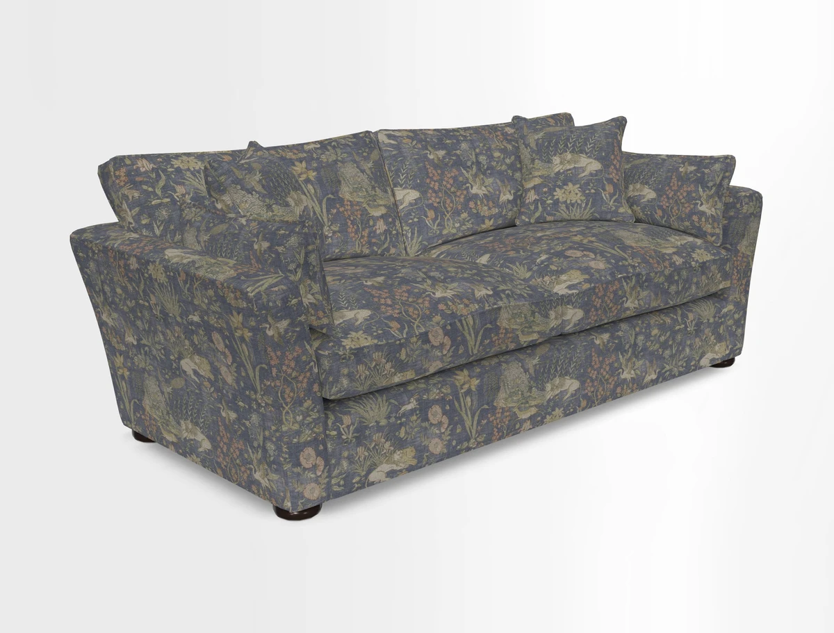 Aldeburgh 3 Seater Sofa in Cloth 22 Bayadere Seal with Scatters in Bayadere & Barcode Seal