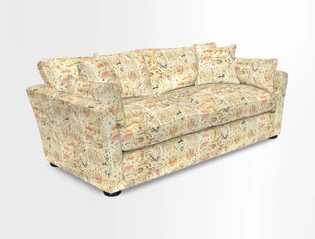 Aldeburgh 3 Seater Sofa in Cloth 22 Bayadere Seal with Scatters in Bayadere & Barcode Seal