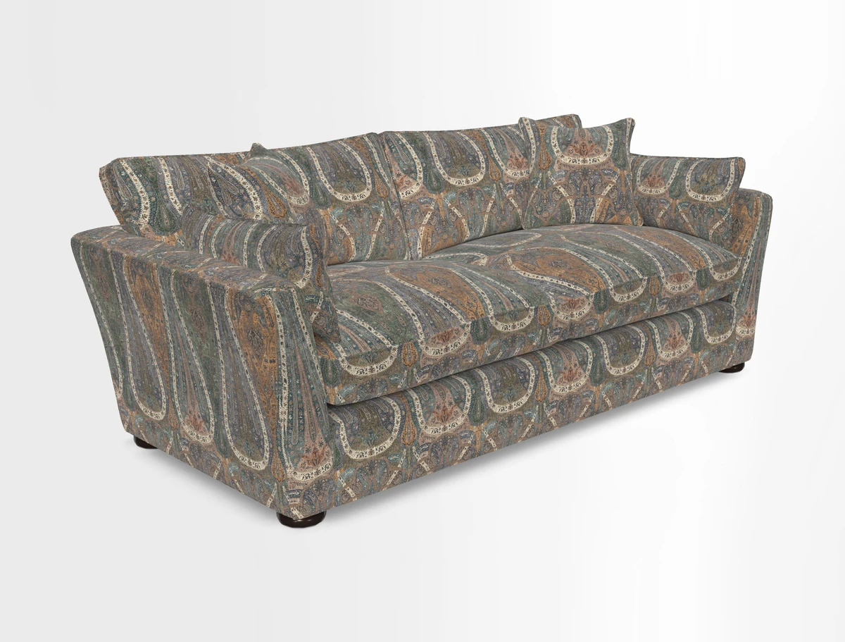 Aldeburgh 3 Seater Sofa in Cloth 22 Bayadere Seal with Scatters in Bayadere & Barcode Seal