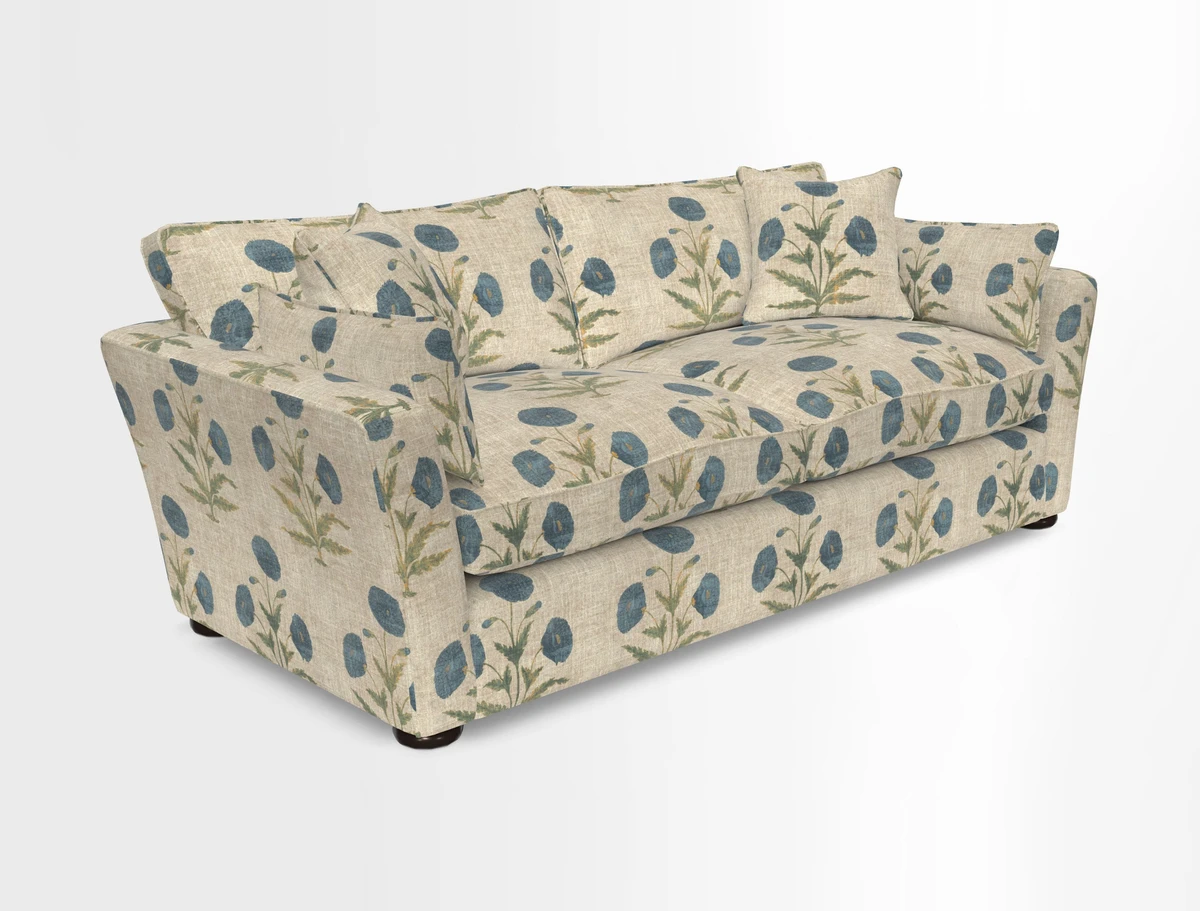 Aldeburgh 3 Seater Sofa in Cloth 22 Bayadere Seal with Scatters in Bayadere & Barcode Seal