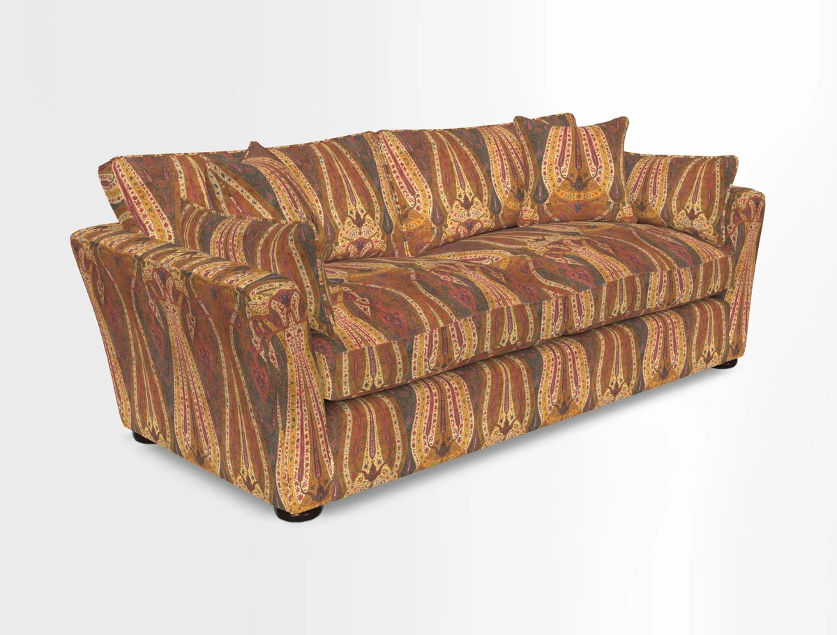 Aldeburgh 3 Seater Sofa in Cloth 22 Bayadere Seal with Scatters in Bayadere & Barcode Seal