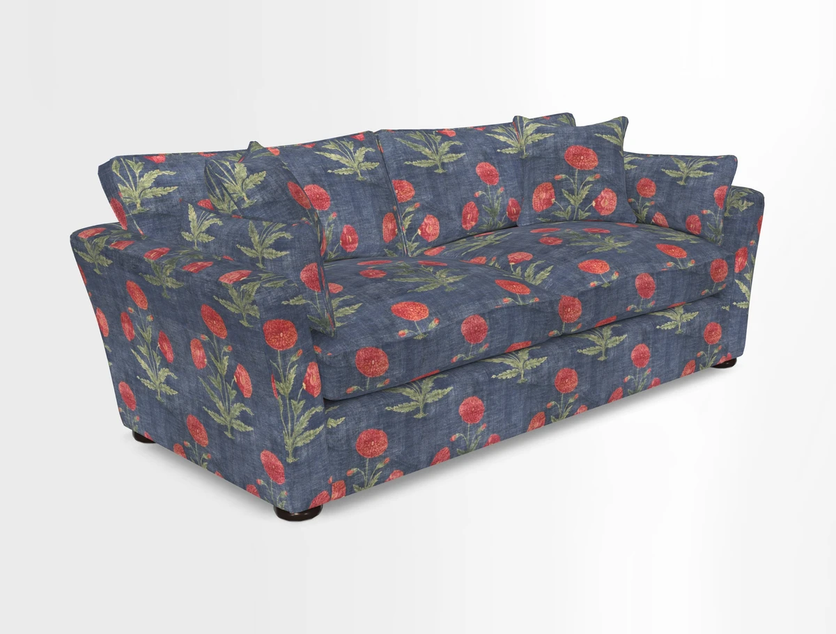 Aldeburgh 3 Seater Sofa in Cloth 22 Bayadere Seal with Scatters in Bayadere & Barcode Seal