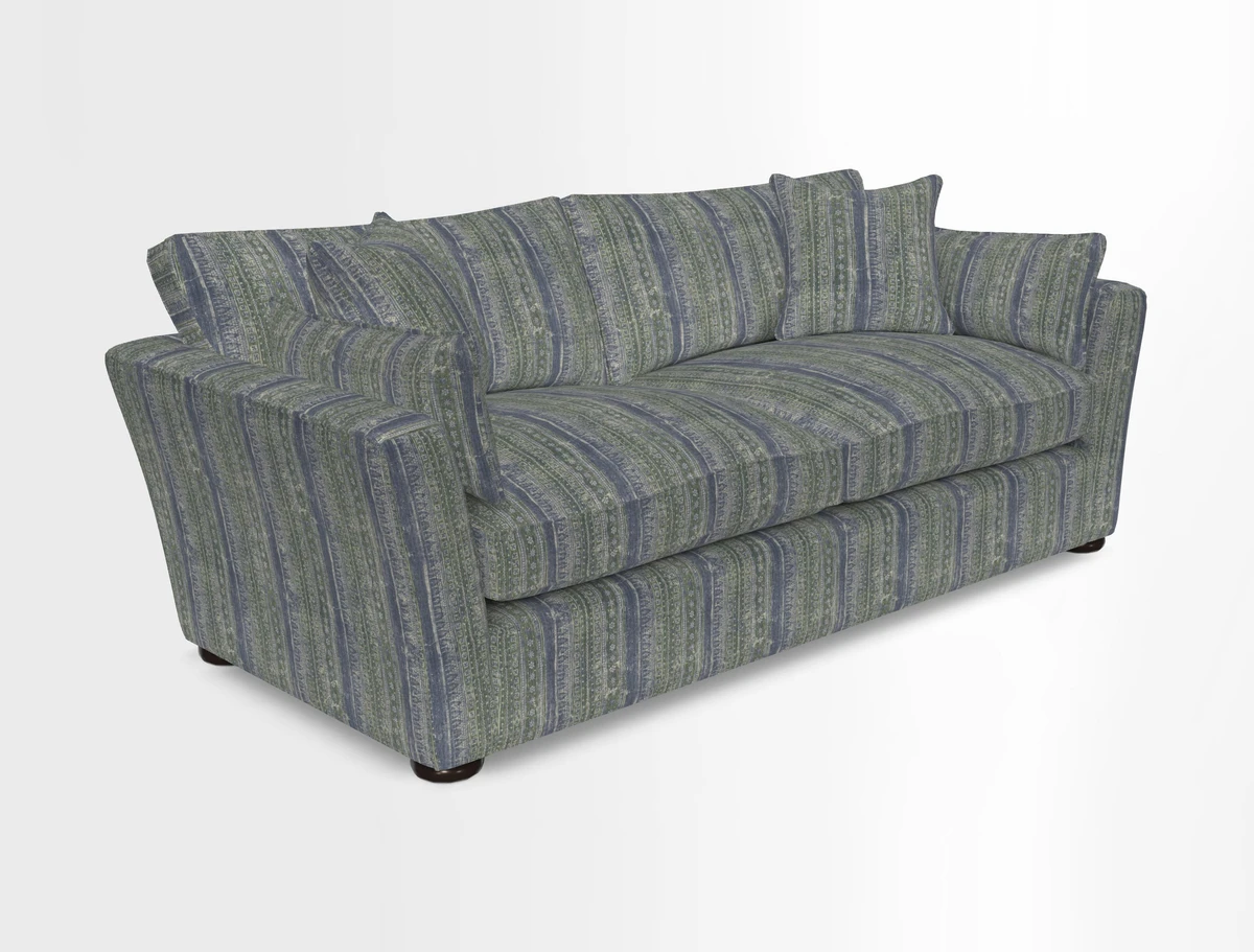 Aldeburgh 3 Seater Sofa in Cloth 22 Bayadere Seal with Scatters in Bayadere & Barcode Seal