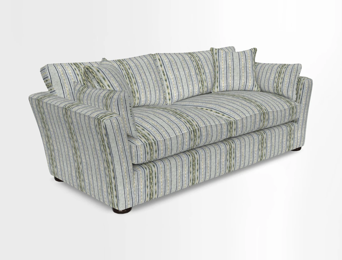 Aldeburgh 3 Seater Sofa in Cloth 22 Bayadere Seal with Scatters in Bayadere & Barcode Seal