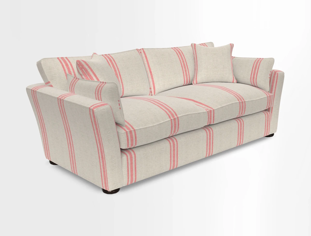 Aldeburgh 3 Seater Sofa in Cloth 22 Bayadere Seal with Scatters in Bayadere & Barcode Seal