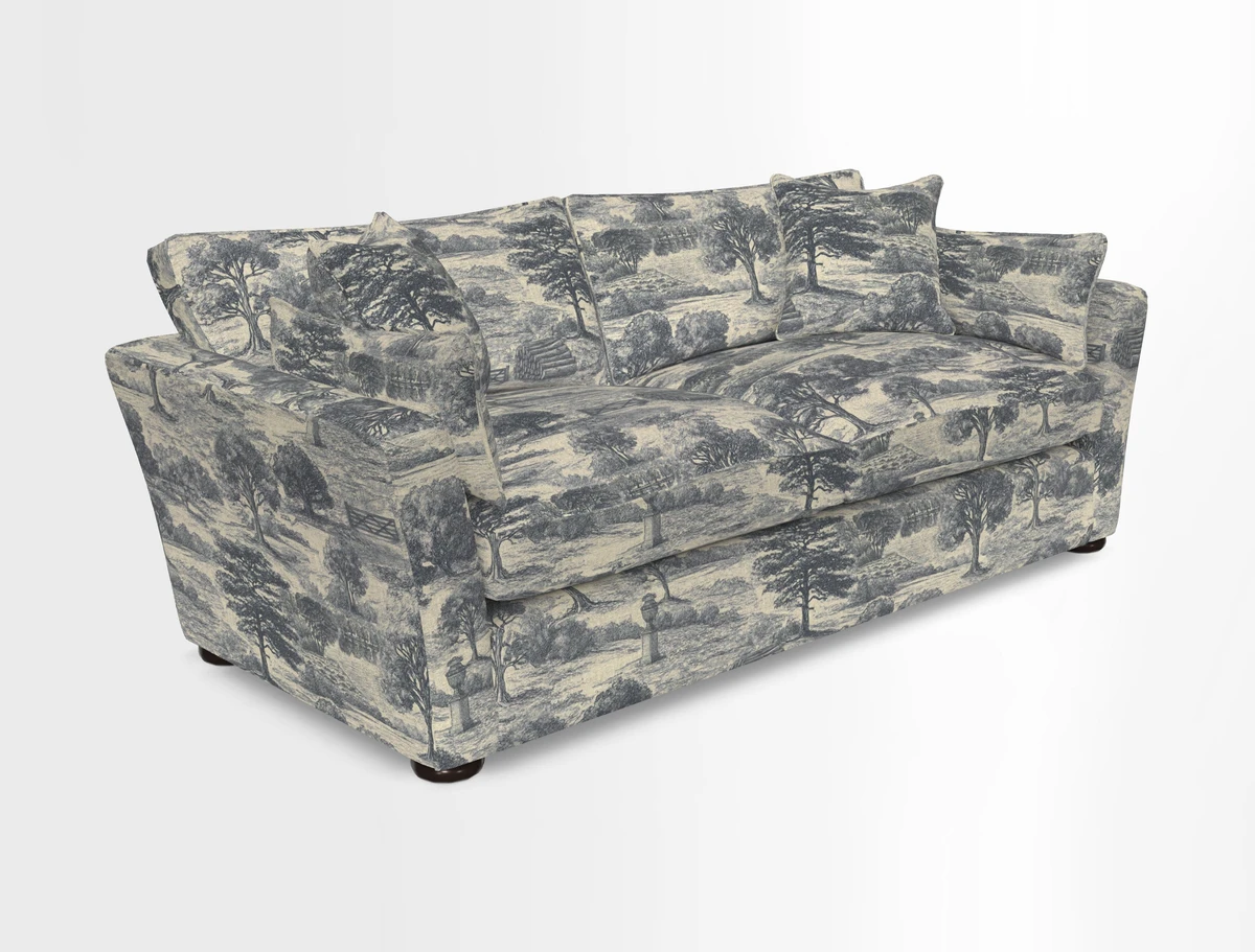 Aldeburgh 3 Seater Sofa in Cloth 22 Bayadere Seal with Scatters in Bayadere & Barcode Seal
