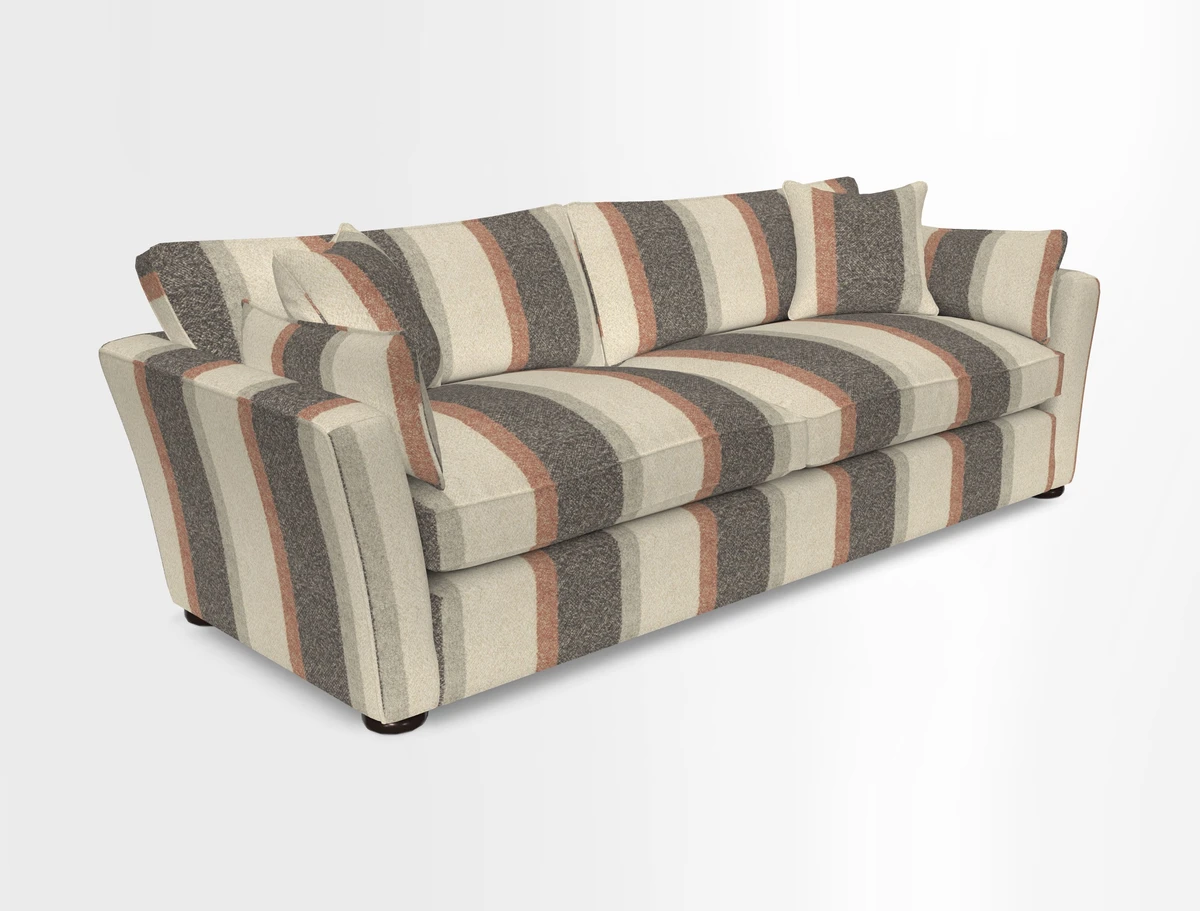 Aldeburgh 4 Seater Sofa in Cloth 22 Bayadere Seal with Scatters in Bayadere & Barcode Seal