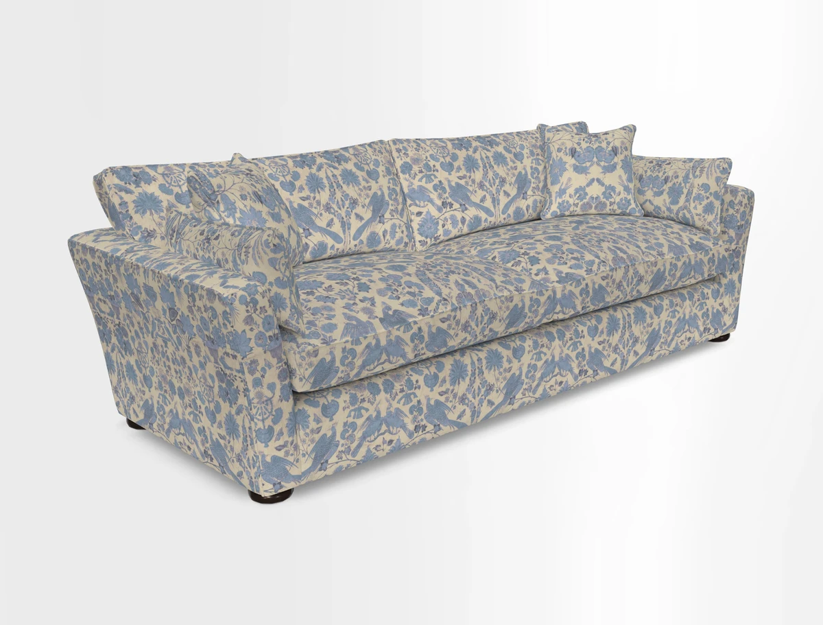 Aldeburgh 4 Seater Sofa in Cloth 22 Bayadere Seal with Scatters in Bayadere & Barcode Seal