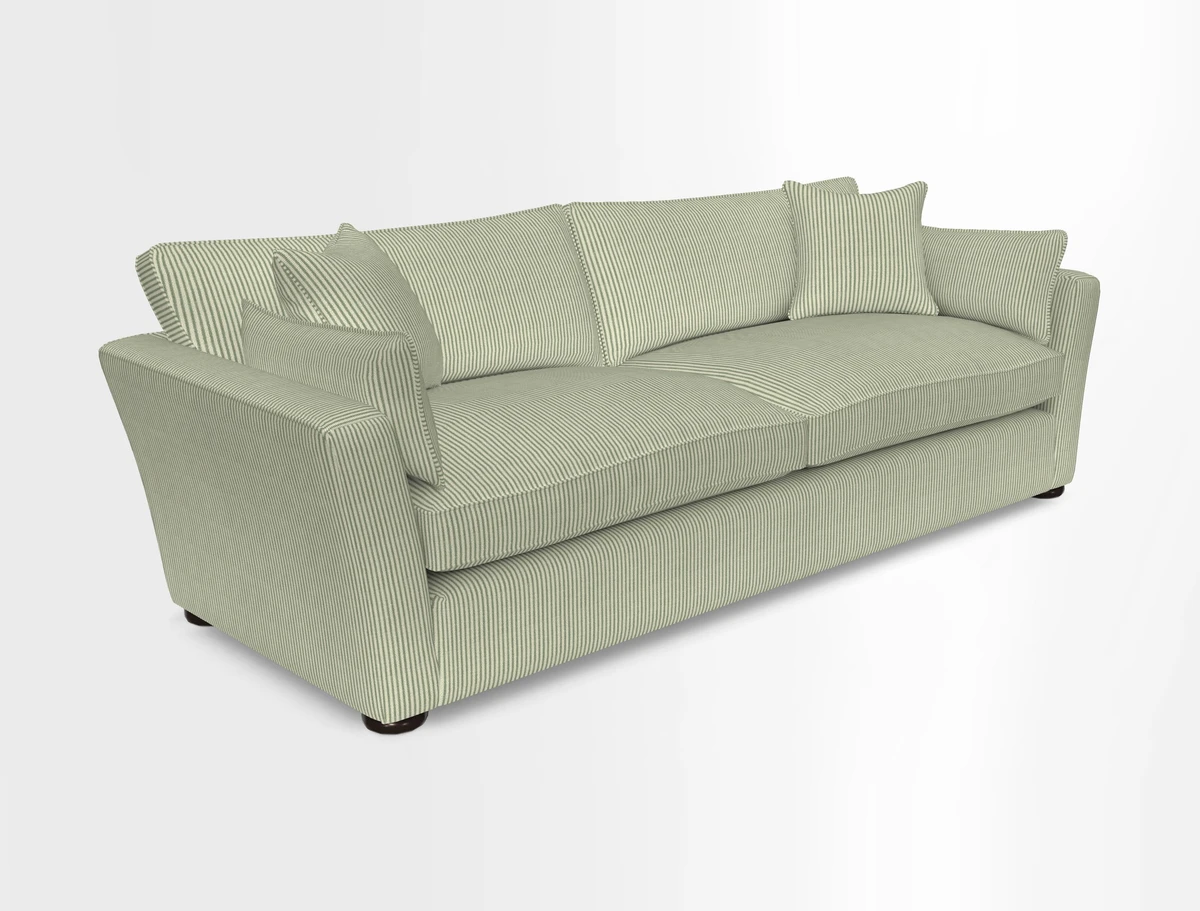 Aldeburgh 4 Seater Sofa in Cloth 22 Bayadere Seal with Scatters in Bayadere & Barcode Seal