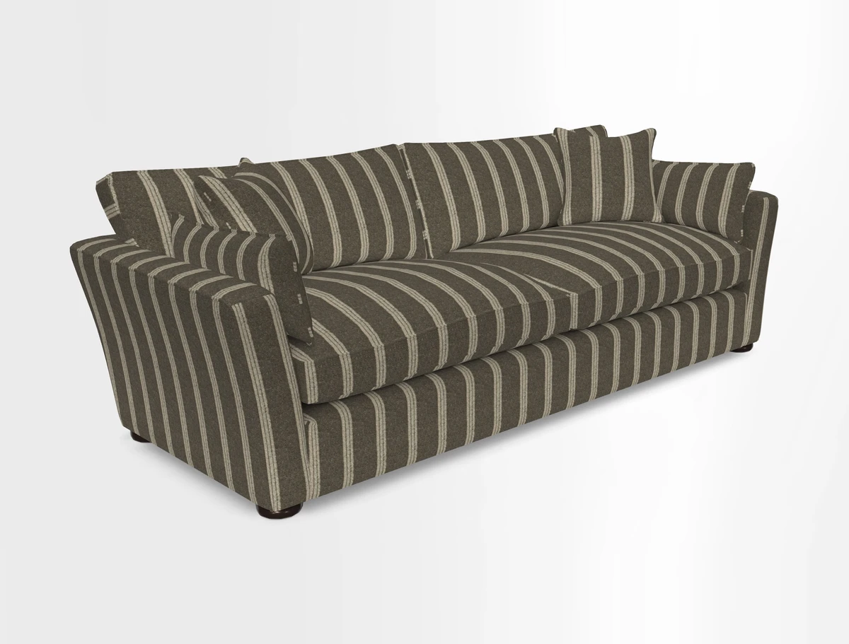 Aldeburgh 4 Seater Sofa in Cloth 22 Bayadere Seal with Scatters in Bayadere & Barcode Seal