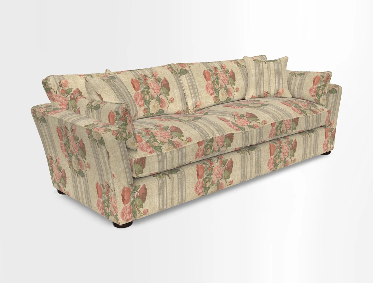Aldeburgh 4 Seater Sofa in Cloth 22 Bayadere Seal with Scatters in Bayadere & Barcode Seal