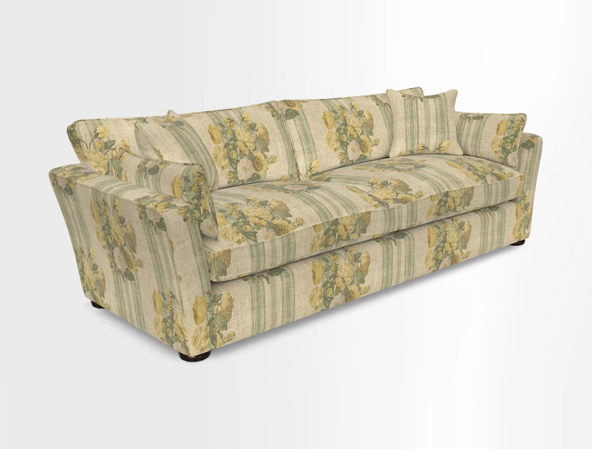 Aldeburgh 4 Seater Sofa in Cloth 22 Bayadere Seal with Scatters in Bayadere & Barcode Seal