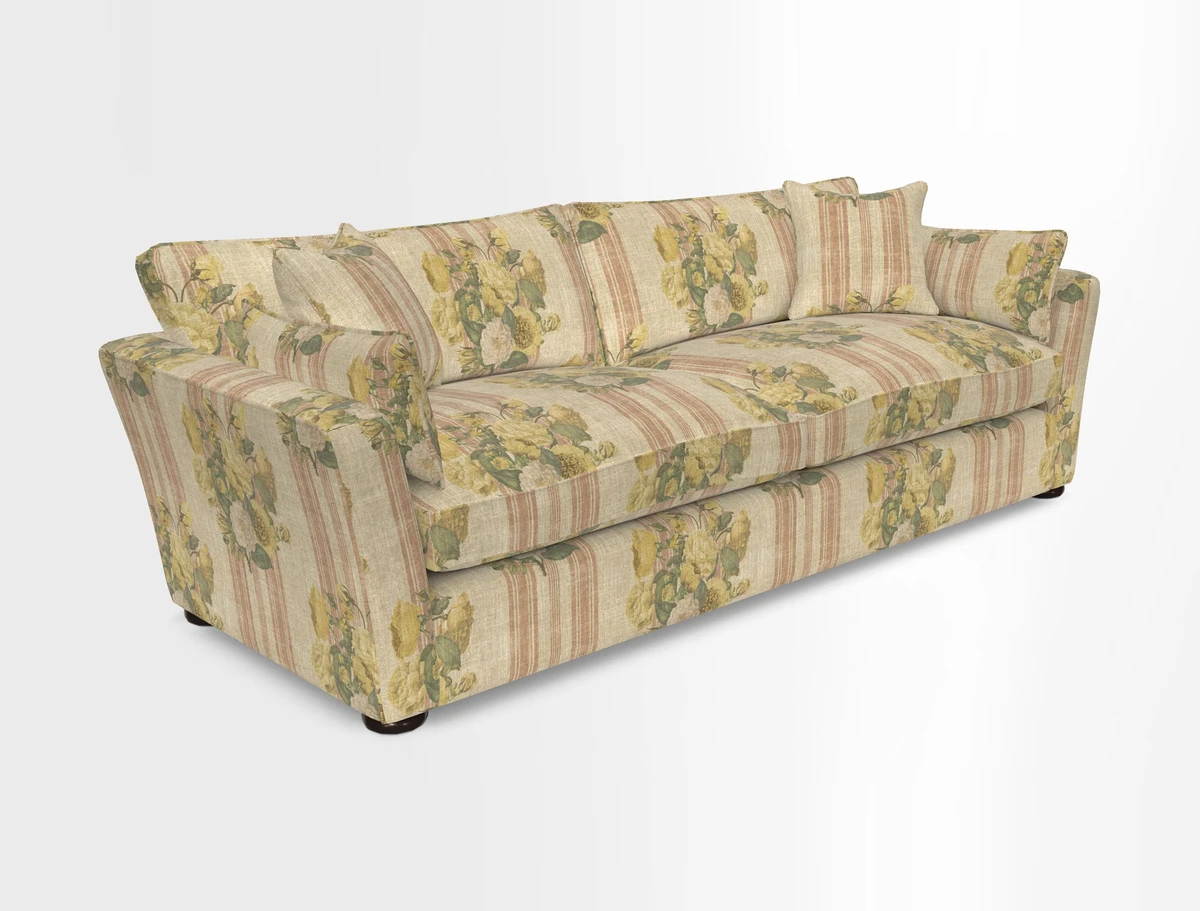 Aldeburgh 4 Seater Sofa in Cloth 22 Bayadere Seal with Scatters in Bayadere & Barcode Seal