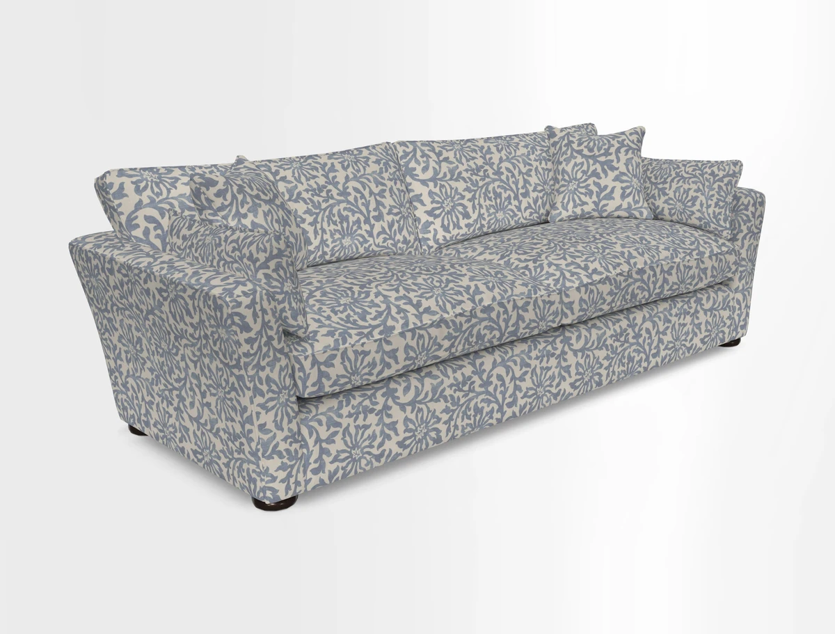Aldeburgh 4 Seater Sofa in Cloth 22 Bayadere Seal with Scatters in Bayadere & Barcode Seal