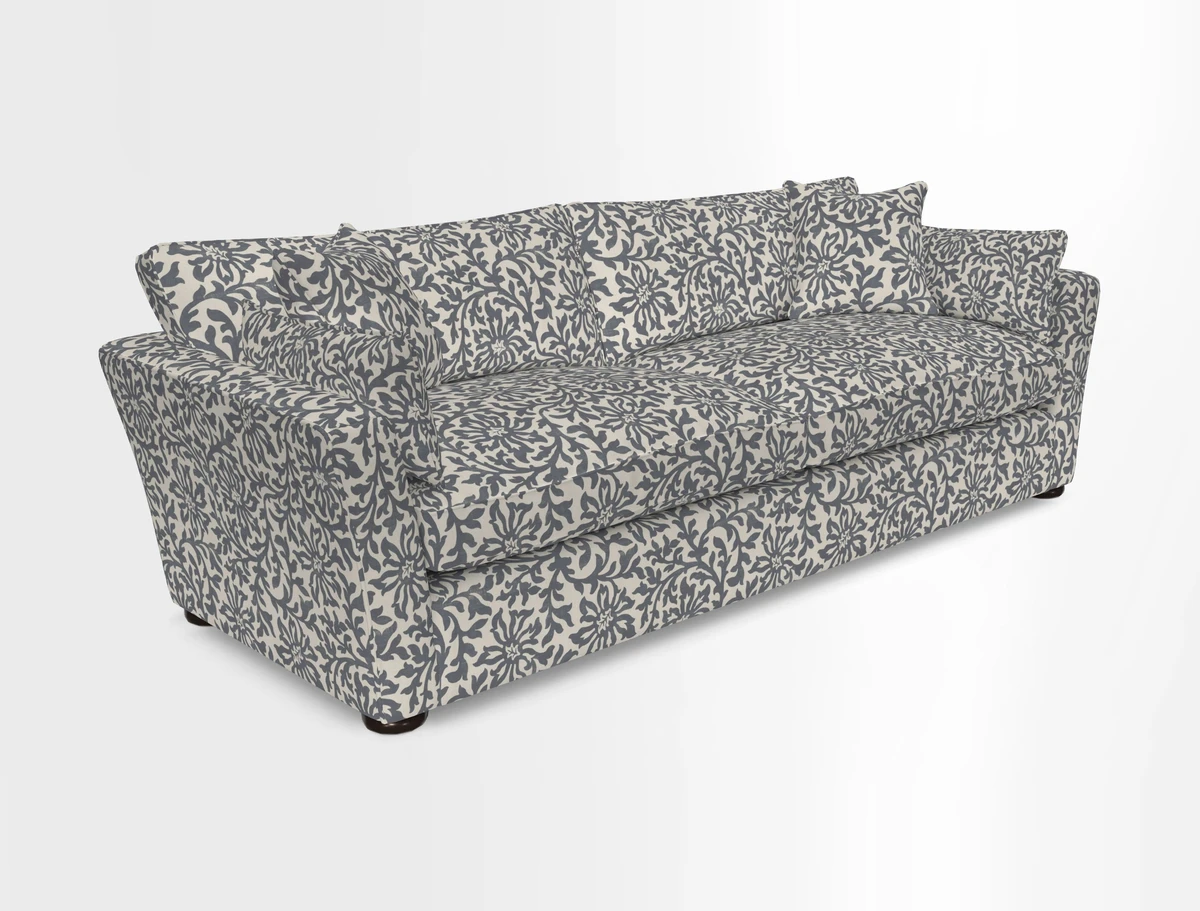 Aldeburgh 4 Seater Sofa in Cloth 22 Bayadere Seal with Scatters in Bayadere & Barcode Seal